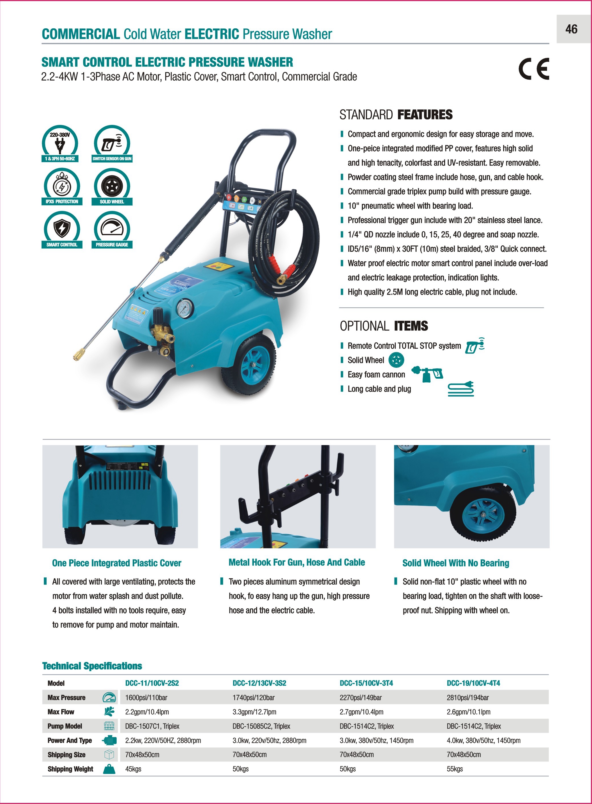 Commercial Cold Water Electric Pressure Washer with Smart Control