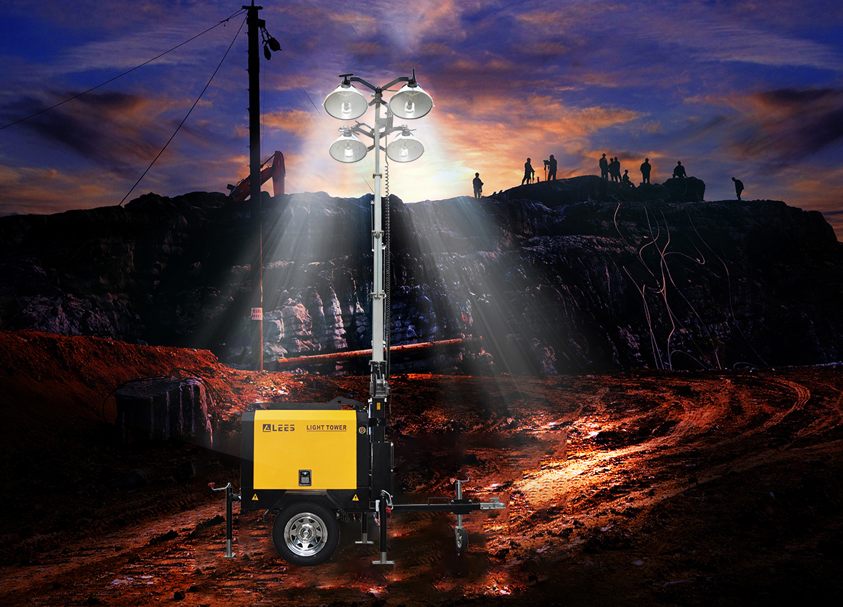Mobile light tower with adjustable mast