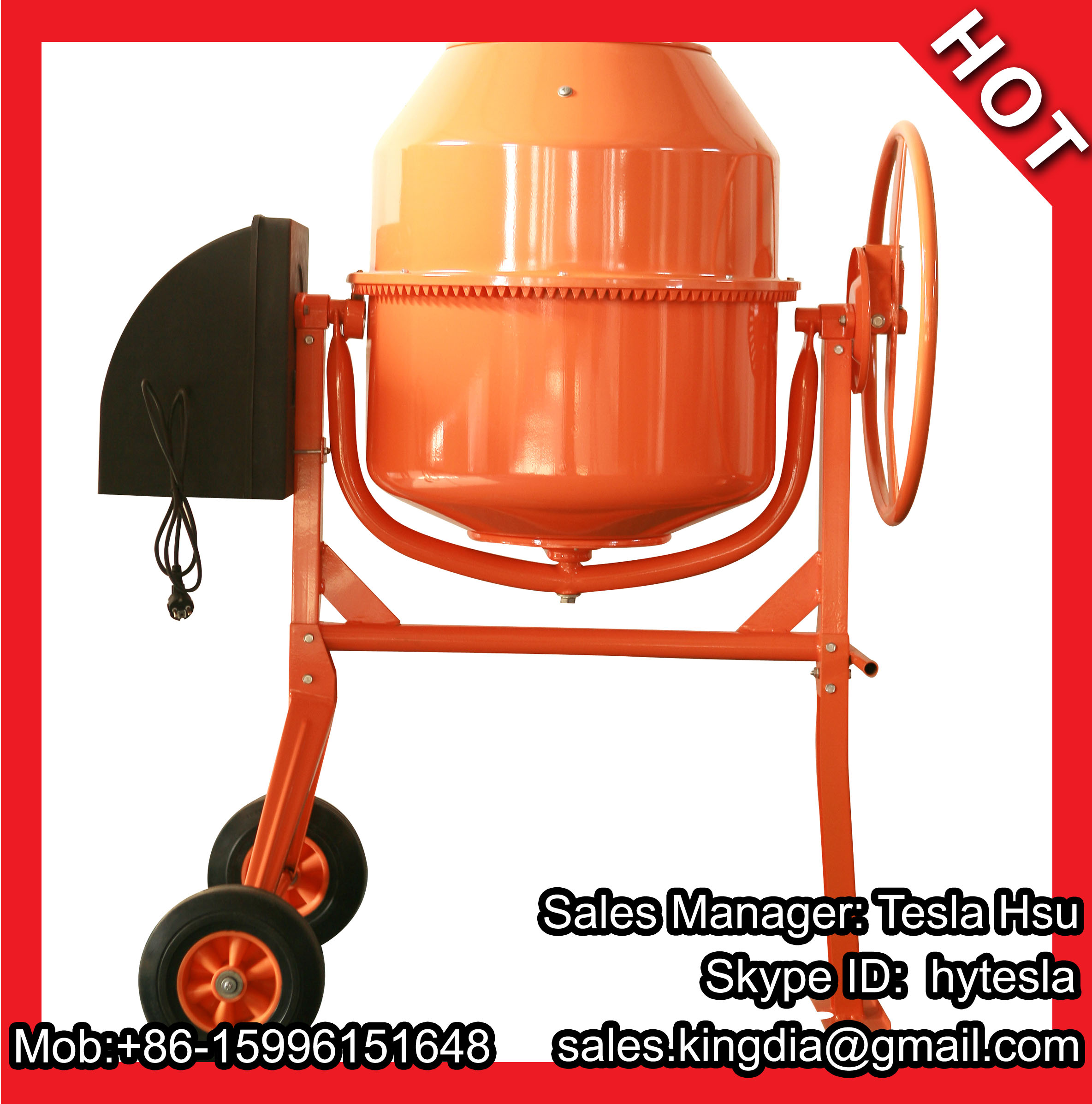 Portable Concrete Mixer with Tilting Drum