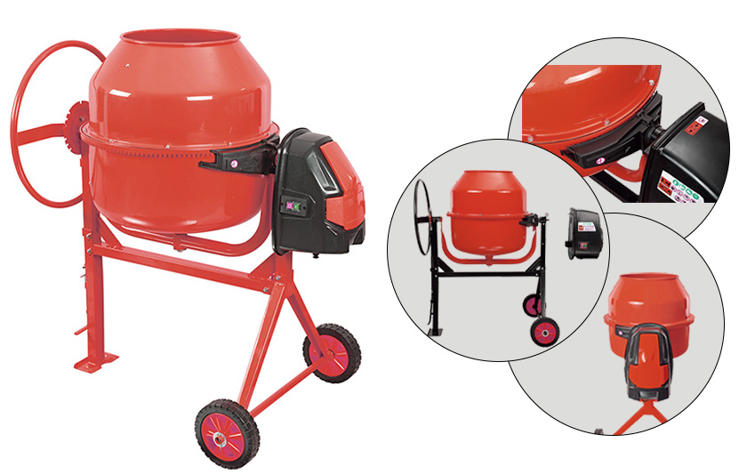 Portable 200L electric concrete mixer with steel drum and wheels