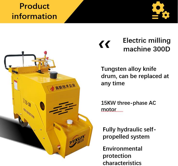 Electric road milling machine with 15KW motor