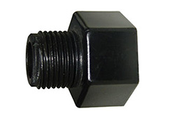 Black ABS reducing connector with hexagonal body