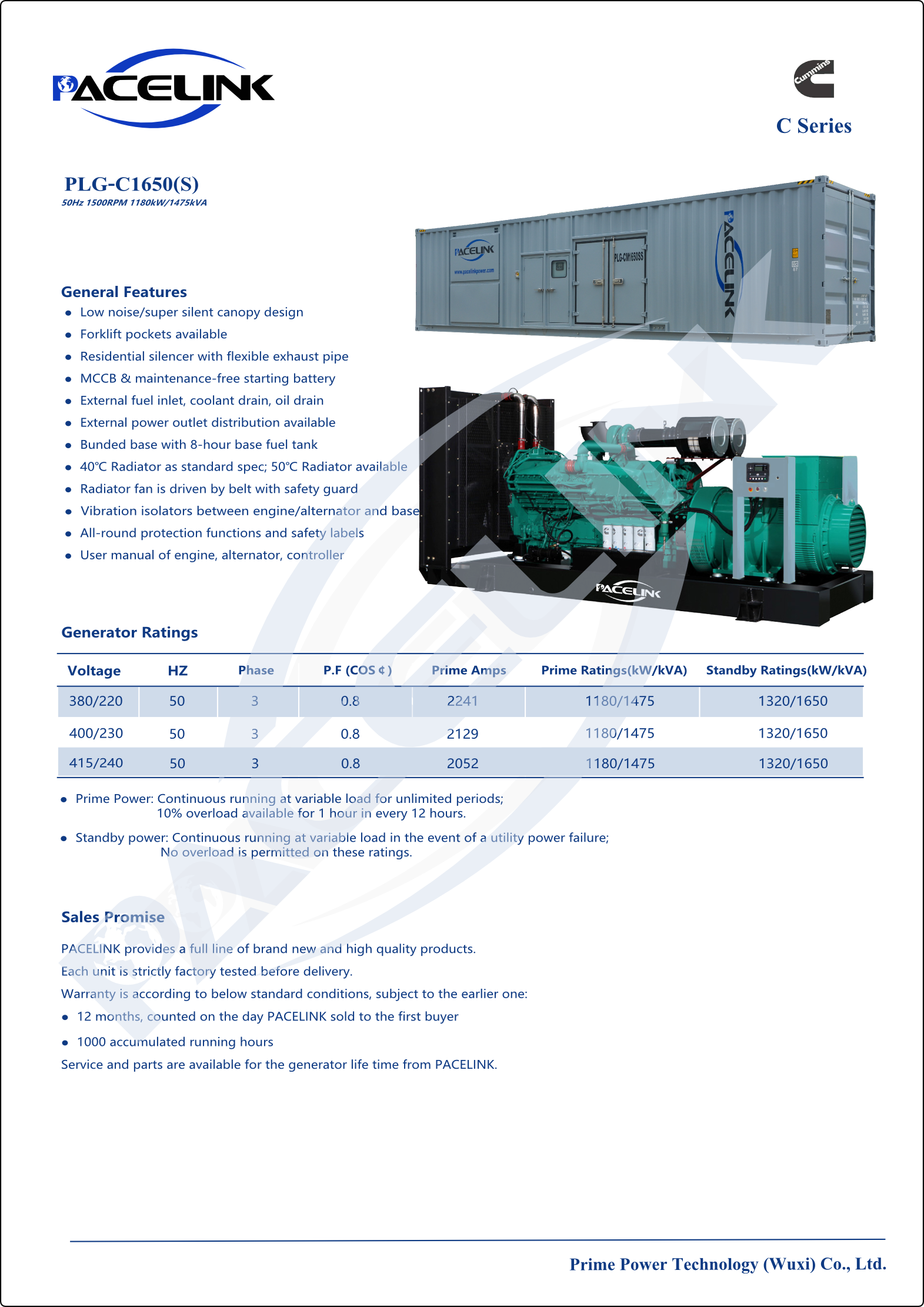General features and generator ratings overview