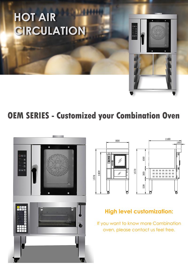 Dimensional schematic of the convection oven unit
