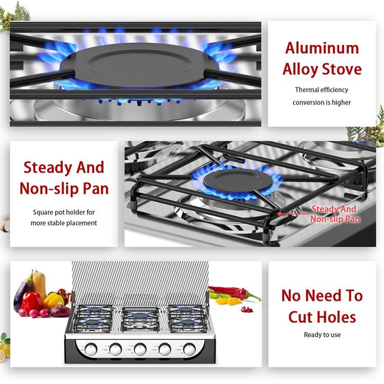 5-Burner Die-Cast Aluminum Gas Cooktop