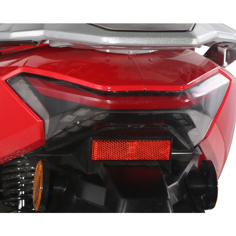 Rear view showing LED tail light and luggage carrier