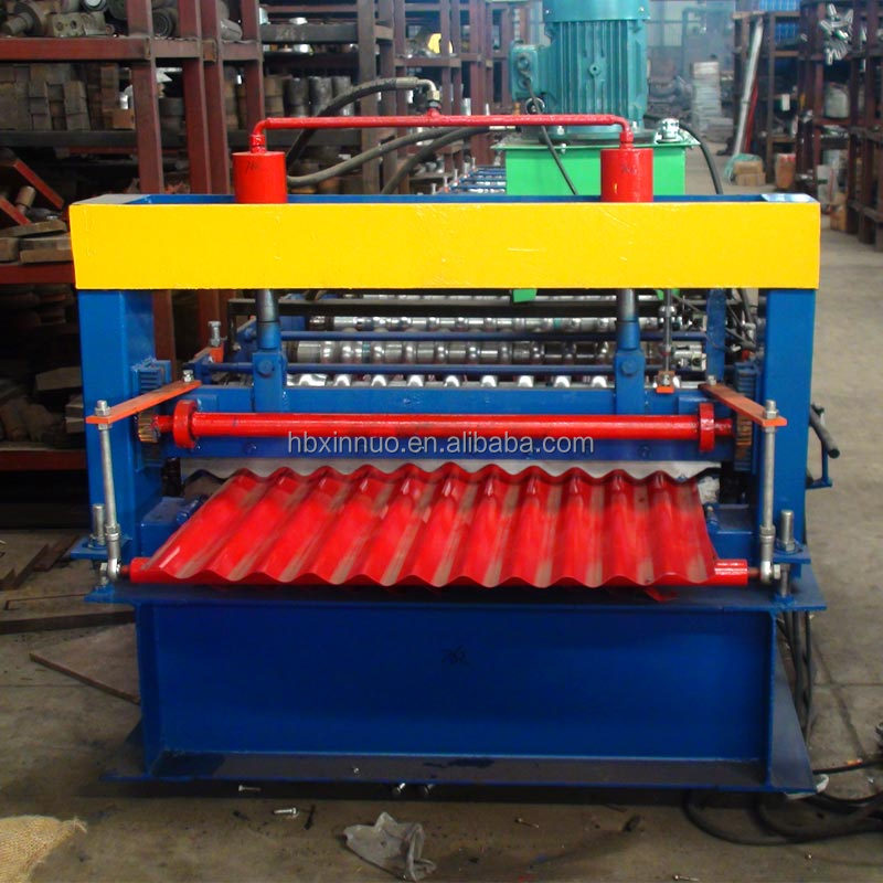 Detailed view of the forming rollers and side panel construction.