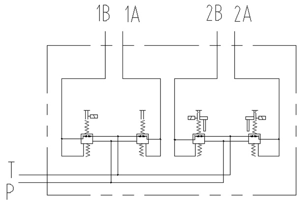Two-section pilot control valve schematic