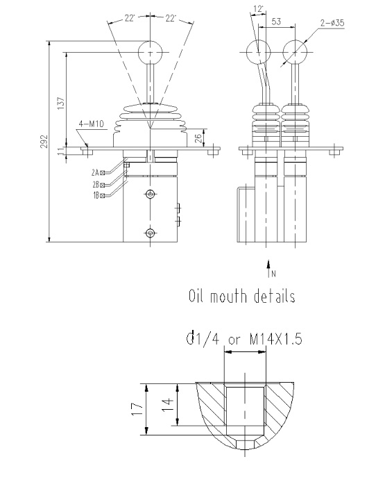 Hydraulic pilot control valve dimensions