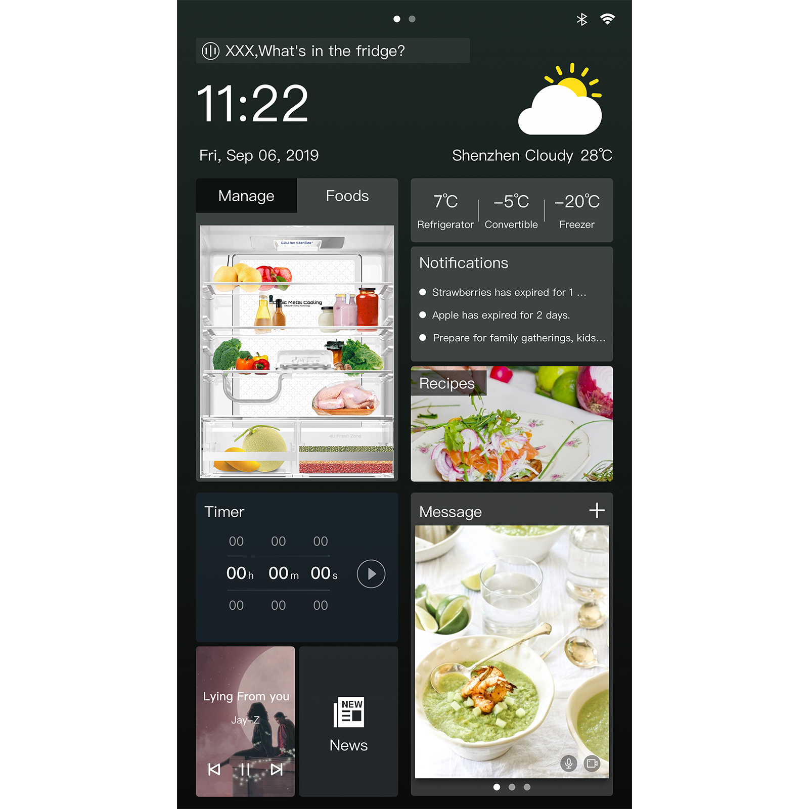 Smart Cross-Door Refrigerator with Touchscreen Display