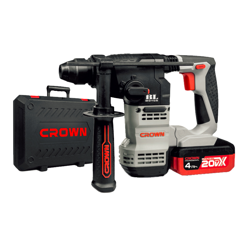 CROWN 20V Cordless Rotary Hammer Drill 4AH Brushless Power Tools CT28001HX-4 BMC - Image 2