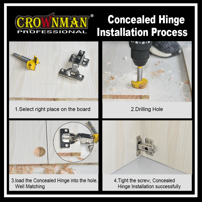 Concealed hinge installation steps