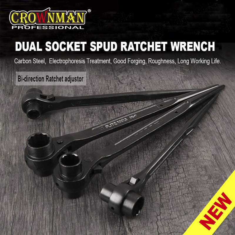CROWNMAN Good Quality Dual Socket Spud Ratchet Wrench For Scaffolding Construction - Image 2