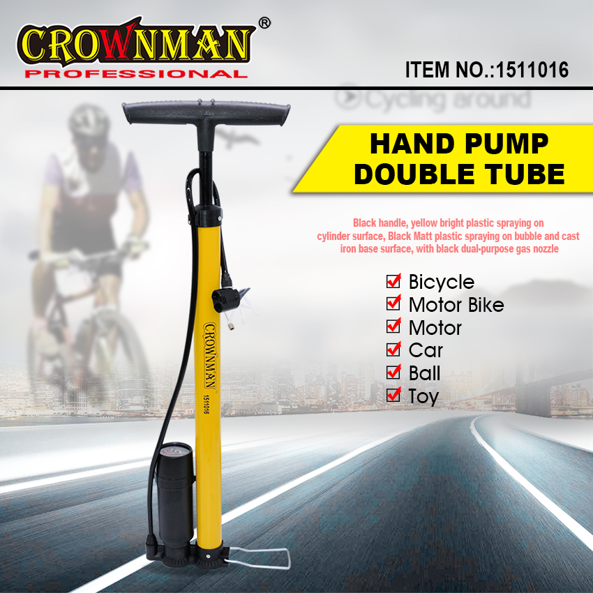 Double tube hand pump with yellow cylinder