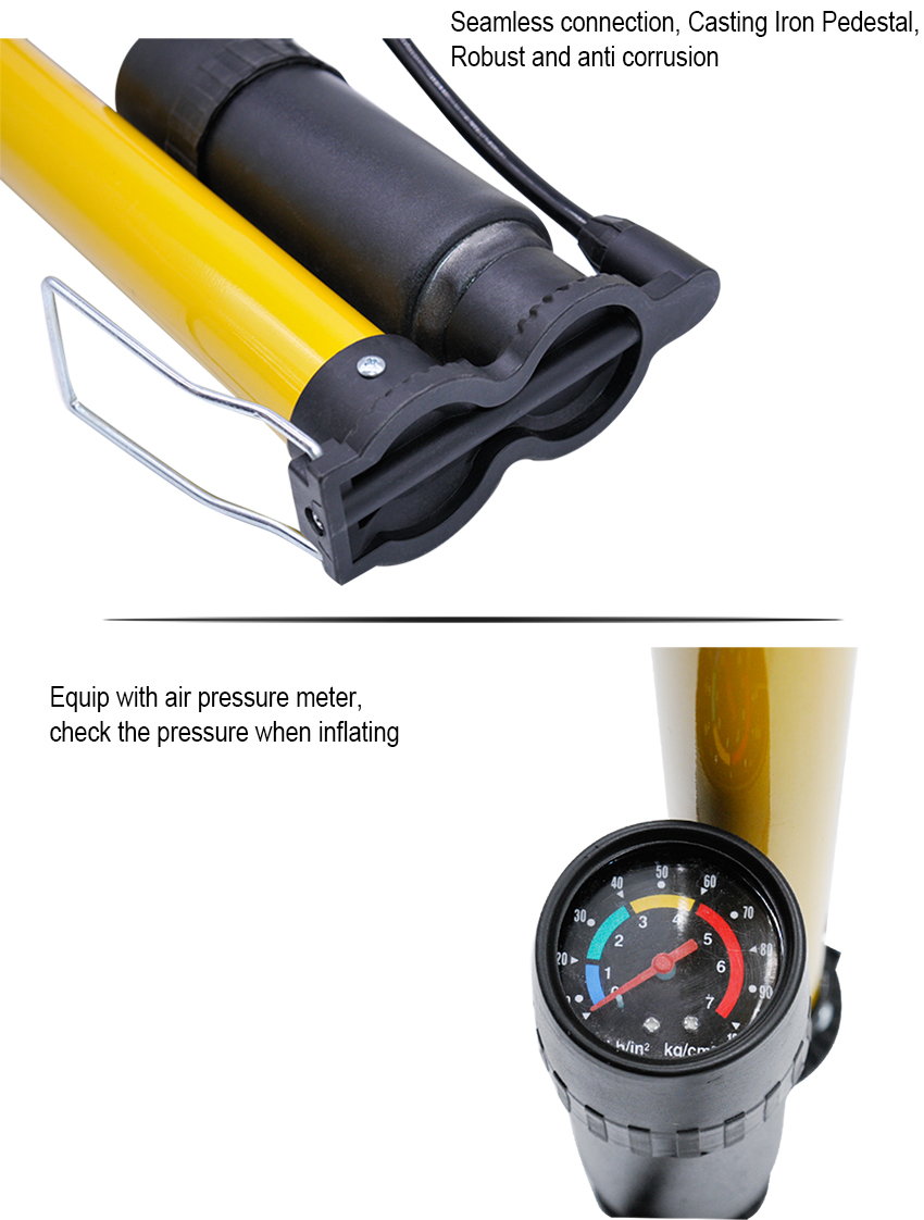 Integrated pressure gauge and cast iron base