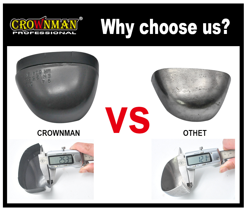 Toe cap thickness comparison