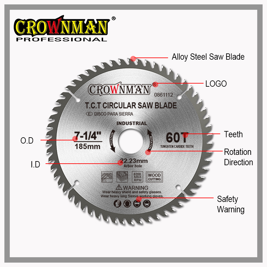 TCT Circular Saw Blade 185mm 60T