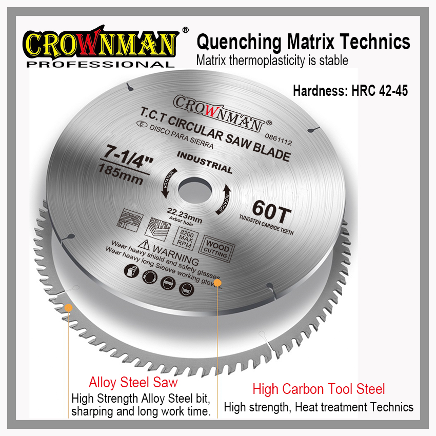Saw blade construction and quenching matrix technics