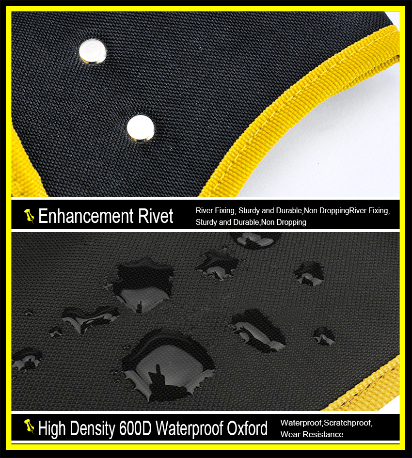 Close-up of enhancement rivets and waterproof fabric texture