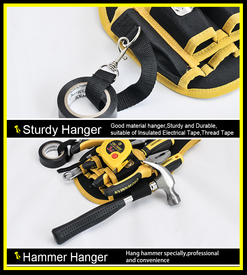 Specialized hammer hanger and tape storage rings