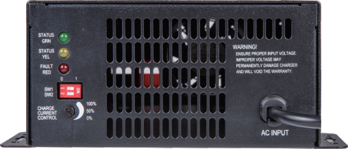 Front control panel of the AC battery charger