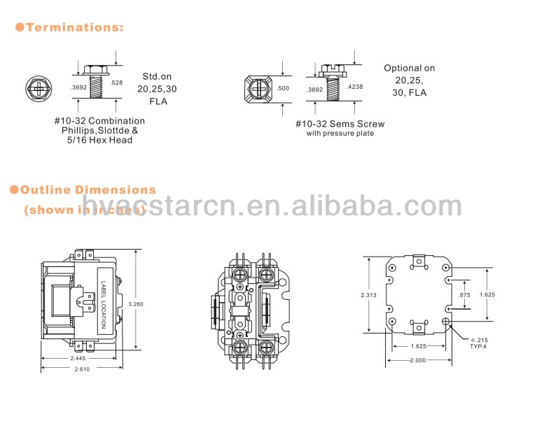AC Contactor Dimensional Drawing