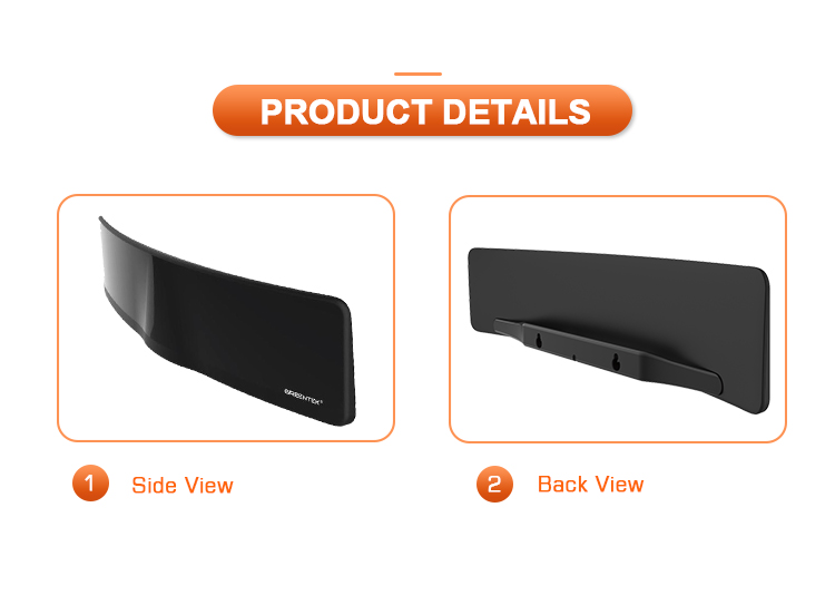 Side and back view of the curved antenna