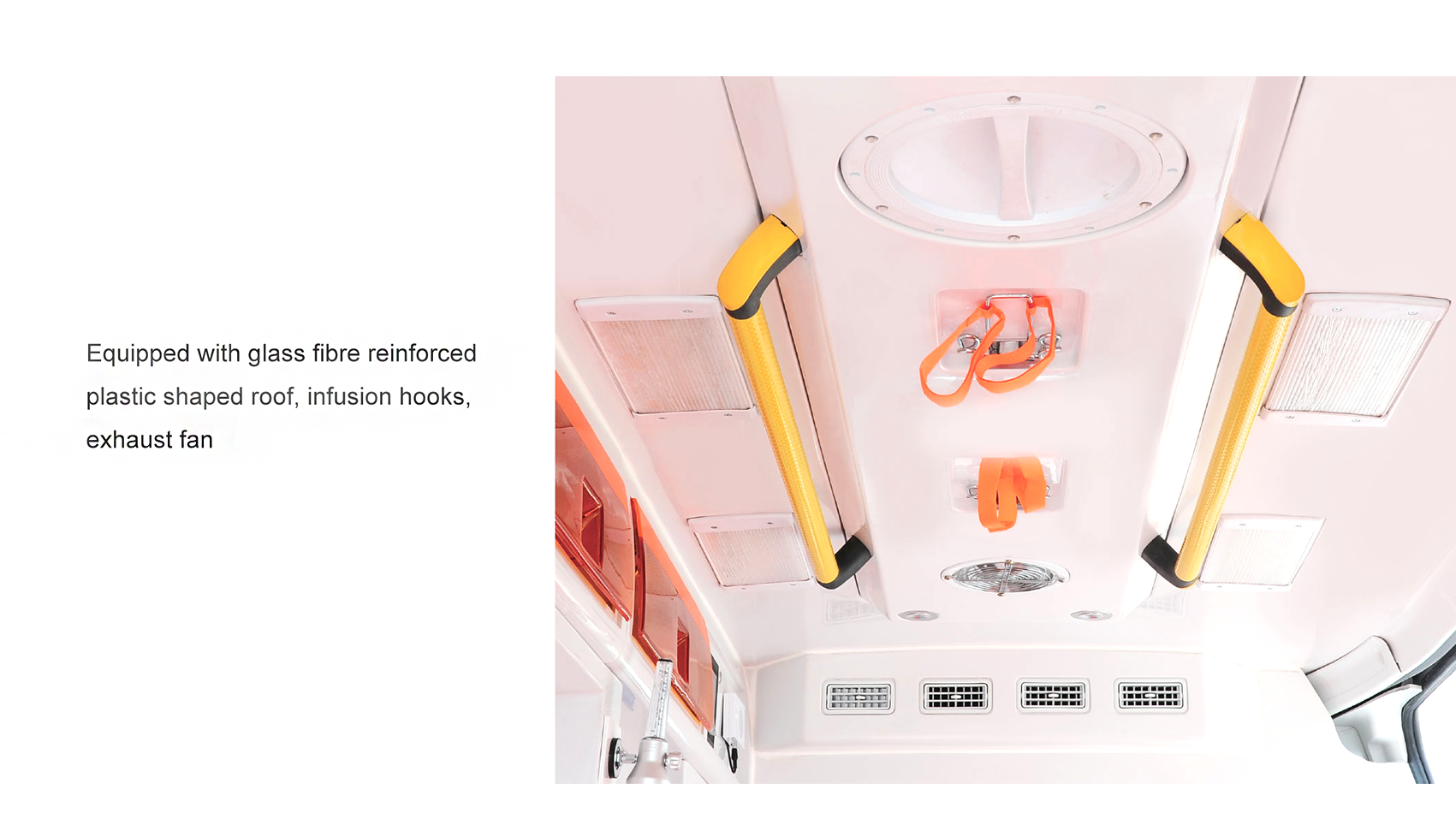 Detail of the ambulance roof and medical fixtures.