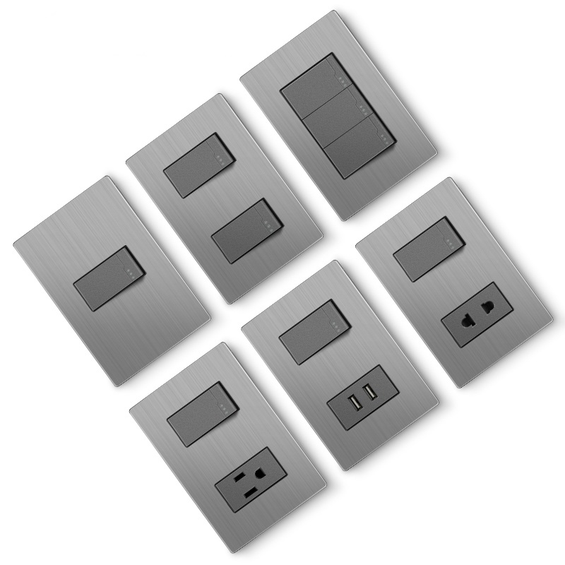 Customized American Standard Wnezhou Factory Electrical Stainless 70*118mm switch and socket function key 10AX 250V/125V - Image 2