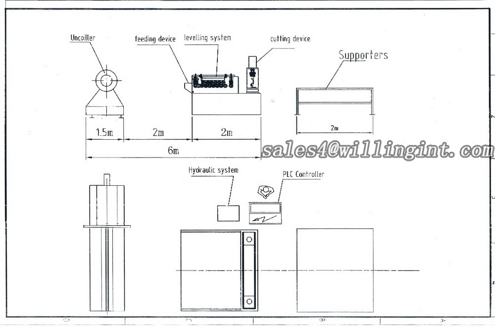 Technical diagram of the cut-to-length line layout