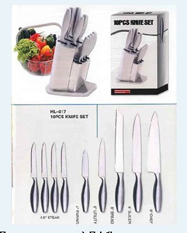 10-Piece Stainless Steel Kitchen Knife Set with Block