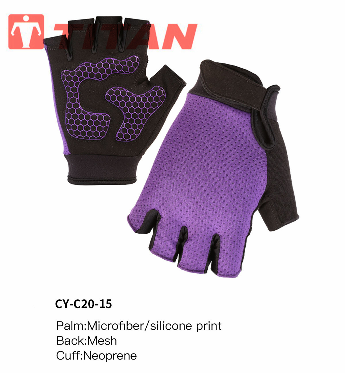 Close-up of fingerless cycling glove showing microfiber palm and mesh back
