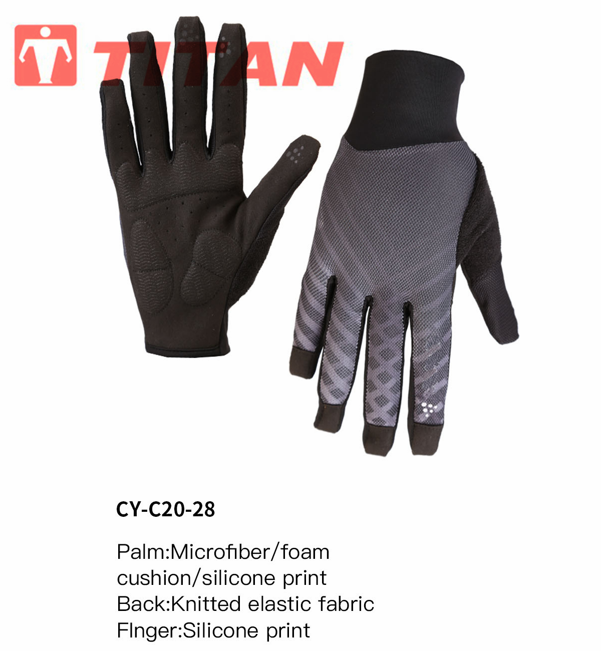 Technical diagram of glove materials and palm construction