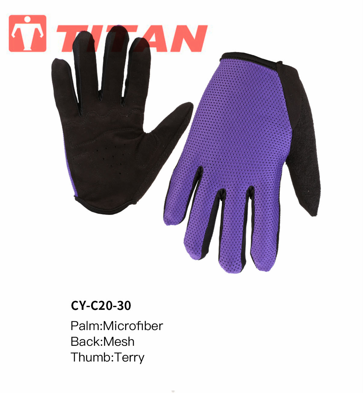 Detailed view of cycling glove materials including microfiber palm and mesh back