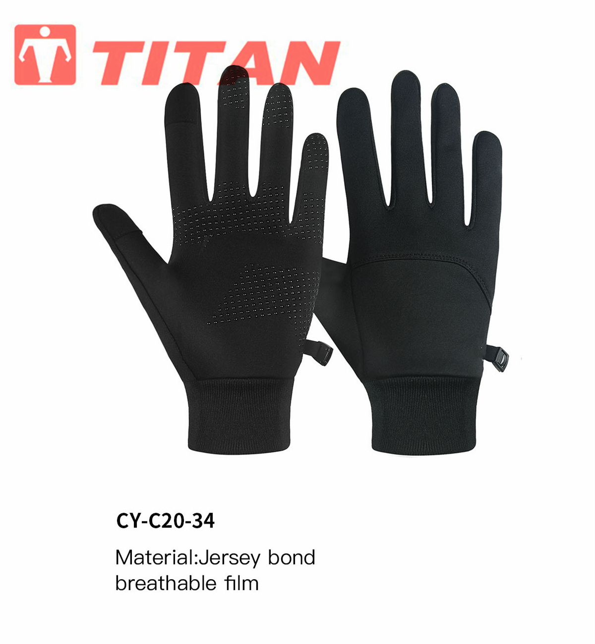Front and back view of the cycling gloves highlighting the jersey bond material.