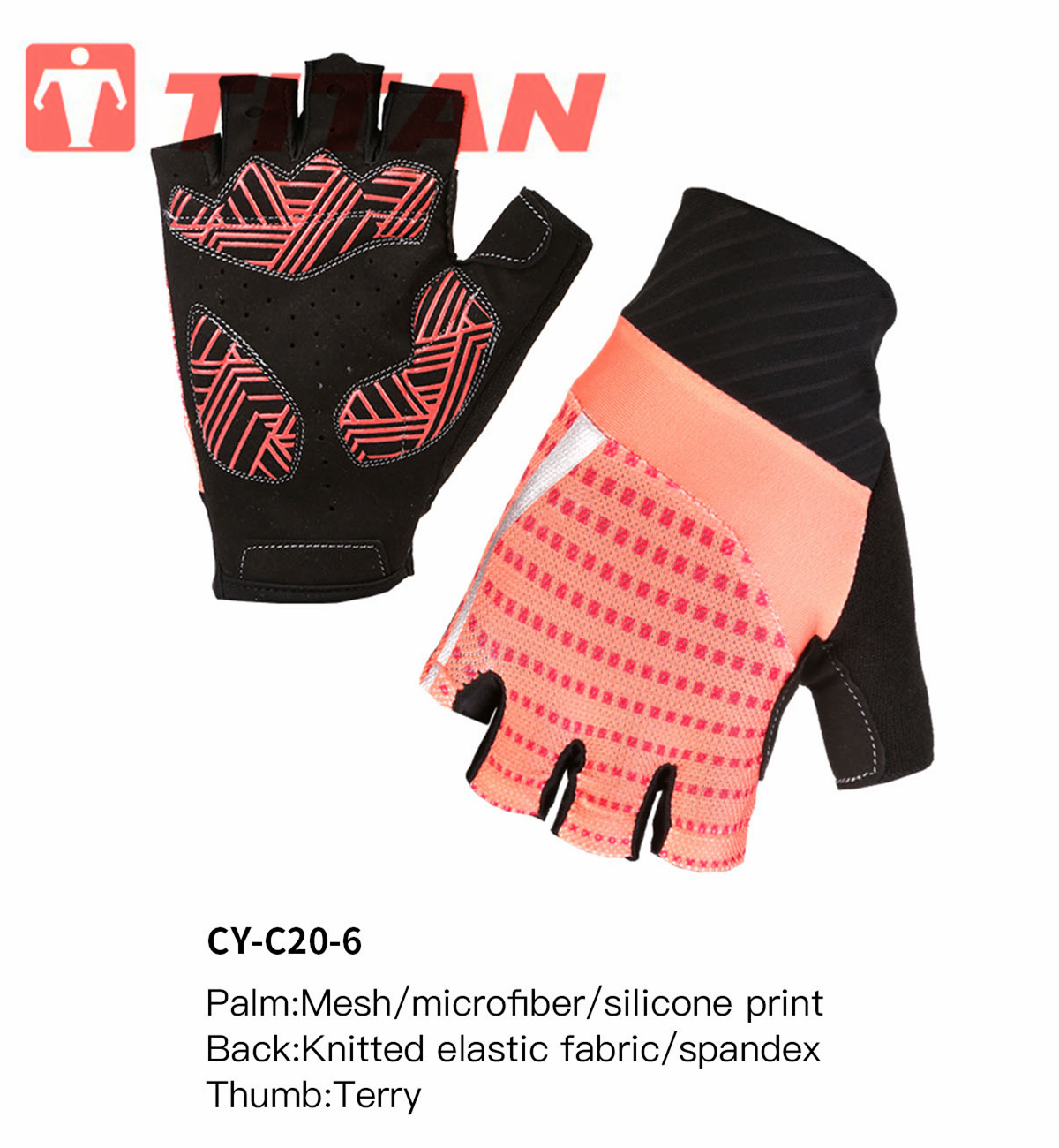 Detailed view of the glove palm and back materials.