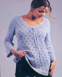Women's Openwork Knit Tie-Front Top
