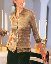 Textured Gold Button-Down Women's Shirt