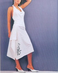 White Halter Cowl Neck Asymmetrical Dress