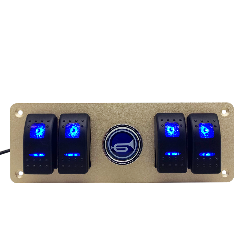 DC 12-24V rocker switches Blue LED Waterproof 4 gang switch panel For Marine Boat - Image 2