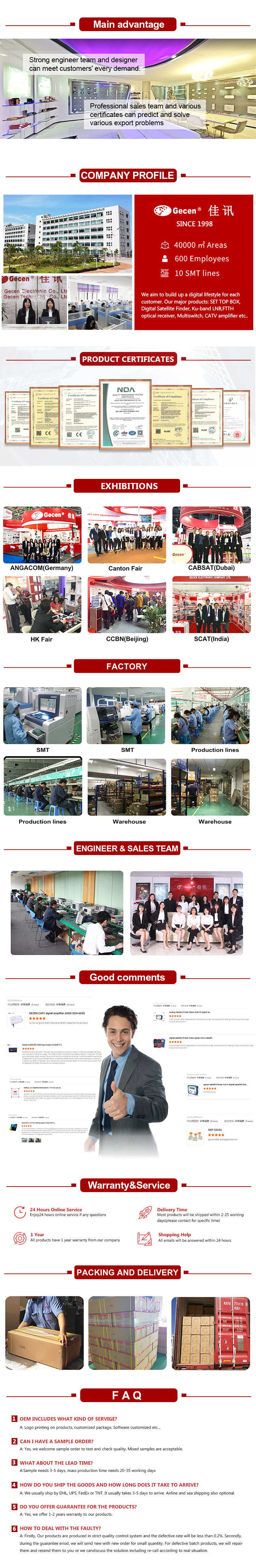 Product service and support information including certifications and warranty details