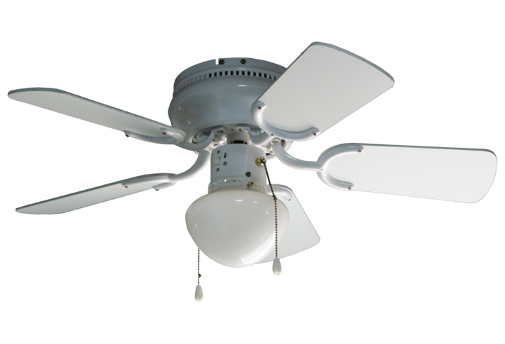 30-Inch White Indoor Ceiling Fan with Light