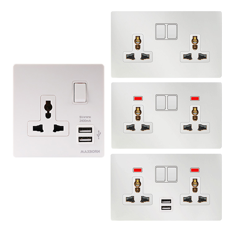 Universal Multi Wall Socket with USB Charger