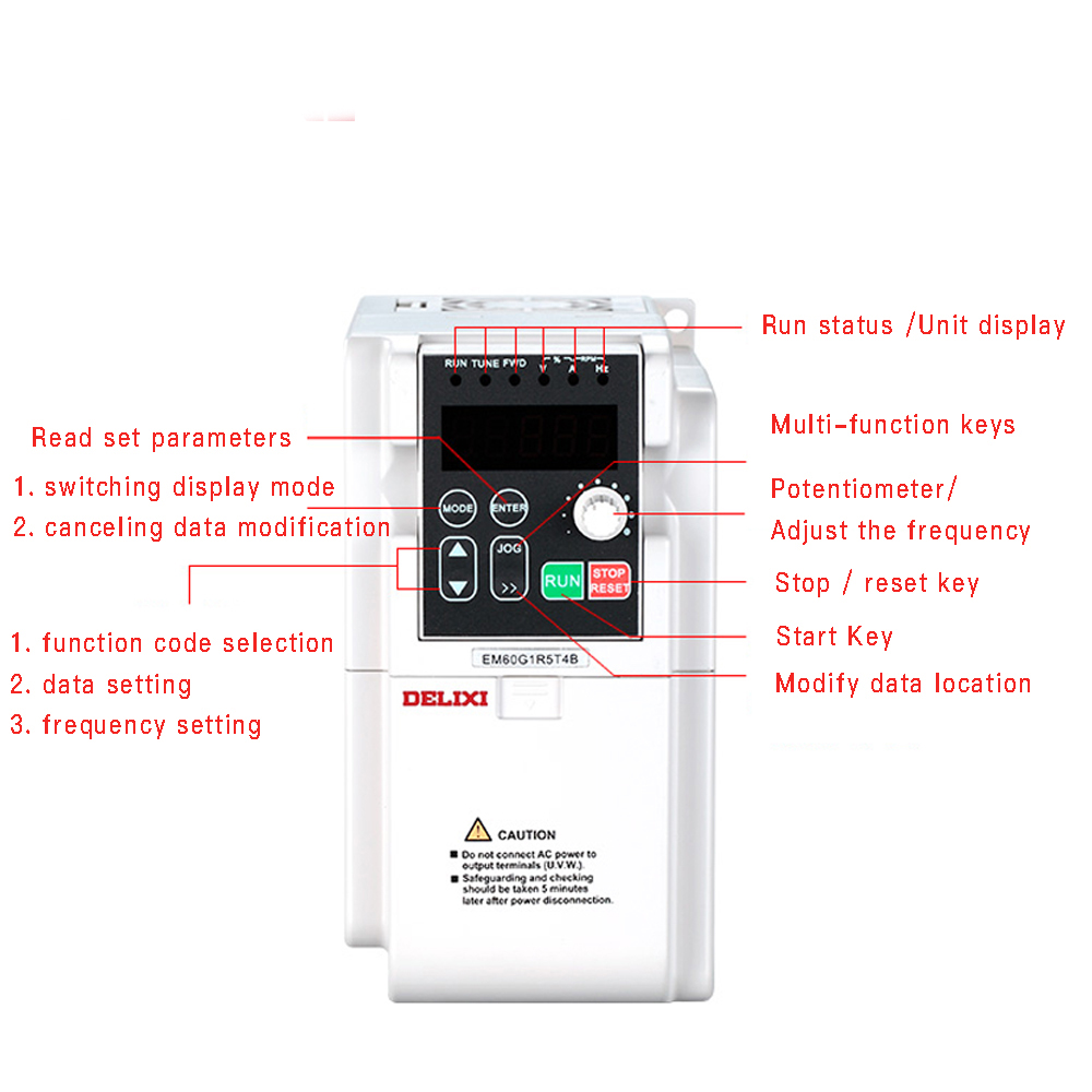DELIXI mini size AC drive 220V VFD low voltage 5500WATT 5.5KW ac inverters & converters 50hz 60hz - Image 3