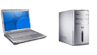 Silver Computer Desktop Tower and Laptop Combination