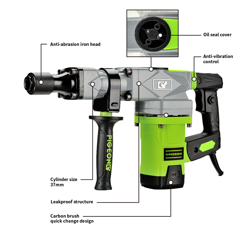 1100W Demolition Hammer with 25 J Impact Force