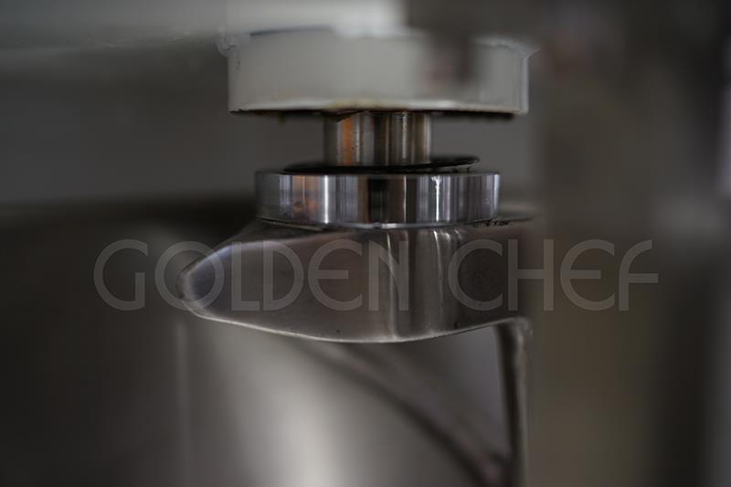 Close-up of stainless steel mixing components