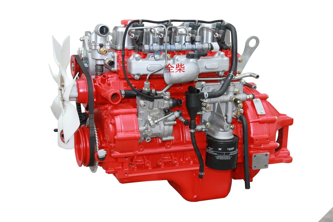 4A Series Red Diesel Engine Side View