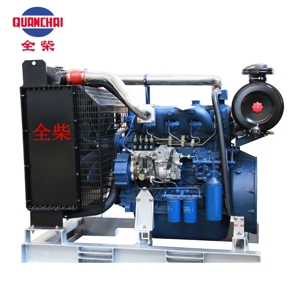 Blue industrial diesel engine with radiator and air filter