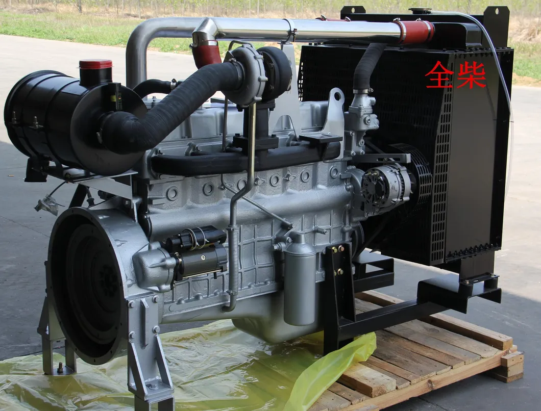 Heavy-duty diesel engine with turbocharger and radiator